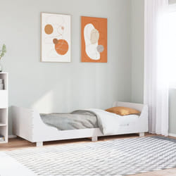 vidaXL Bed Frame with Headboard Bed White 90x190 cm Single Solid Wood Pine