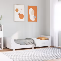 vidaXL Bed Frame with Headboard White 75x190 cm Small Single Solid Wood Pine