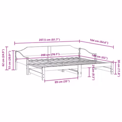 vidaXL Daybed with Trundle Sofa Bed Couch Guest Bed Sofa Wax Solid Wood Pine - natural, 80 x 200 cm - Additional view 3