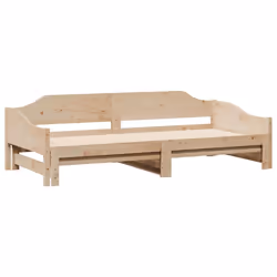 vidaXL Daybed with Trundle Sofa Bed Couch Guest Bed Sofa Wax Solid Wood Pine - natural, 80 x 200 cm - Additional view 4