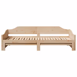 vidaXL Daybed with Trundle Sofa Bed Couch Guest Bed Sofa Wax Solid Wood Pine - natural, 80 x 200 cm - Additional view 5