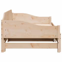 vidaXL Daybed with Trundle Sofa Bed Couch Guest Bed Sofa Wax Solid Wood Pine - natural, 80 x 200 cm - Additional view 7