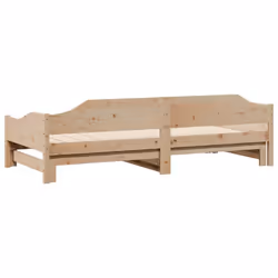 vidaXL Daybed with Trundle Sofa Bed Couch Guest Bed Sofa Wax Solid Wood Pine - natural, 80 x 200 cm - Additional view 8