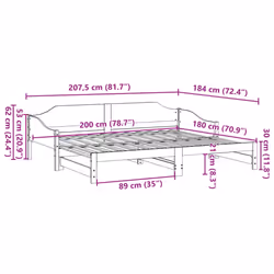 vidaXL Daybed with Trundle Sofa Bed Couch Guest Bed Sofa Wax Solid Wood Pine - natural, 90 x 200 cm - Additional view 3