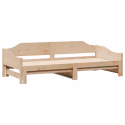 vidaXL Daybed with Trundle Sofa Bed Couch Guest Bed Sofa Wax Solid Wood Pine - natural, 90 x 200 cm - Additional view 4