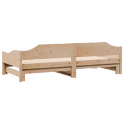 vidaXL Daybed with Trundle Sofa Bed Couch Guest Bed Sofa Wax Solid Wood Pine - natural, 90 x 200 cm - Additional view 8