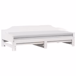 vidaXL Daybed with Trundle Sofa Bed Couch Guest Bed Sofa Wax Solid Wood Pine - white, 90 x 200 cm - Additional view 2