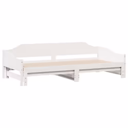 vidaXL Daybed with Trundle Sofa Bed Couch Guest Bed Sofa Wax Solid Wood Pine - white, 90 x 200 cm - Additional view 4