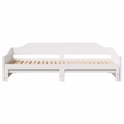 vidaXL Daybed with Trundle Sofa Bed Couch Guest Bed Sofa Wax Solid Wood Pine - white, 90 x 200 cm - Additional view 5
