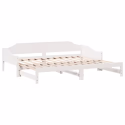 vidaXL Daybed with Trundle Sofa Bed Couch Guest Bed Sofa Wax Solid Wood Pine - white, 90 x 200 cm - Additional view 6