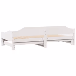 vidaXL Daybed with Trundle Sofa Bed Couch Guest Bed Sofa Wax Solid Wood Pine - white, 90 x 200 cm - Additional view 8