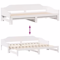 vidaXL Daybed with Trundle Sofa Bed Couch Guest Bed Sofa Wax Solid Wood Pine - white, 90 x 200 cm - Additional view 9