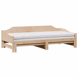 vidaXL Daybed with Trundle Sofa Bed Couch Guest Bed Sofa Wax Solid Wood Pine - natural, 90 x 190 cm - Additional view 2