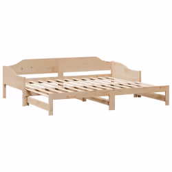 vidaXL Daybed with Trundle Sofa Bed Couch Guest Bed Sofa Wax Solid Wood Pine - natural, 90 x 190 cm - Additional view 6