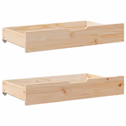 vidaXL Under-Bed Drawers with Wheels Under Bed Storage 2 pcs Solid Wood Pine - natural, 95 x 55 x 16 cm