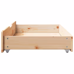 vidaXL Under-Bed Drawers with Wheels Under Bed Storage 2 pcs Solid Wood Pine - natural, 95 x 55 x 16 cm