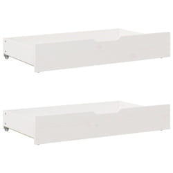vidaXL Under-Bed Drawers with Wheels Under Bed Storage 2 pcs Solid Wood Pine - white, 95 x 55 x 16 cm