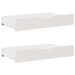 vidaXL Under-Bed Drawers with Wheels Under Bed Storage 2 pcs Solid Wood Pine - white, 90 x 55 x 16 cm