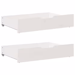 vidaXL Under-Bed Drawers with Wheels Under Bed Storage 2 pcs Solid Wood Pine - white, 85 x 55 x 16 cm