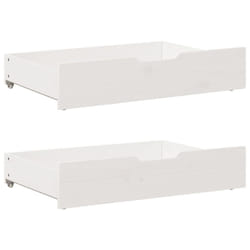 vidaXL Under-Bed Drawers with Wheels Under Bed Storage 2 pcs Solid Wood Pine - white, 85 x 55 x 16 cm