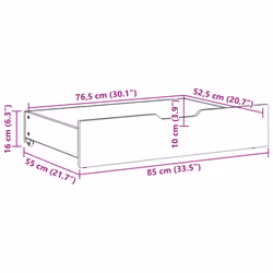 vidaXL Under-Bed Drawers with Wheels Under Bed Storage 2 pcs Solid Wood Pine - white, 85 x 55 x 16 cm - Additional view 7