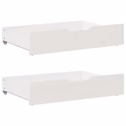 vidaXL Under-Bed Drawers with Wheels Under Bed Storage 2 pcs Solid Wood Pine - white, 80 x 55 x 16 cm
