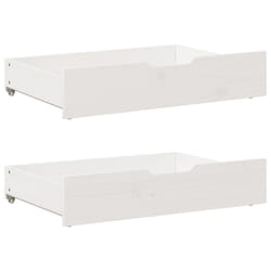 vidaXL Under-Bed Drawers with Wheels Under Bed Storage 2 pcs Solid Wood Pine - white, 80 x 55 x 16 cm