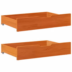 vidaXL Under-Bed Drawers with Wheels Under Bed Storage 2 pcs Solid Wood Pine - wax brown, 80 x 55 x 16 cm