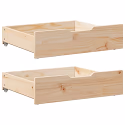 vidaXL Under-Bed Drawers with Wheels Under Bed Storage 2 pcs Solid Wood Pine - natural, 75 x 55 x 16 cm
