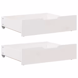 vidaXL Under-Bed Drawers with Wheels Under Bed Storage 2 pcs Solid Wood Pine - white, 75 x 55 x 16 cm
