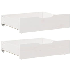 vidaXL Under-Bed Drawers with Wheels Under Bed Storage 2 pcs Solid Wood Pine - white, 75 x 55 x 16 cm