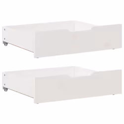 vidaXL Under-Bed Drawers with Wheels Under Bed Storage 2 pcs Solid Wood Pine - white, 65 x 55 x 16 cm