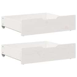 vidaXL Under-Bed Drawers with Wheels Under Bed Storage 2 pcs Solid Wood Pine - white, 65 x 55 x 16 cm