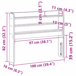 vidaXL Headboard with Shelves Bed Header Bed Headboard Solid Wood Pine - white, 100 x 16 x 82 cm - Additional view 8