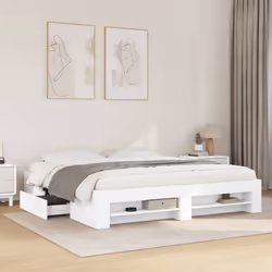 vidaXL Bed Frame Bed Base Mattress Foundation White 200x200 cm Engineered Wood - Additional view 2