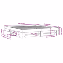 vidaXL Bed Frame Bed Base Home Bedstead Sonoma Oak 200x200 cm Engineered Wood - Additional view 10