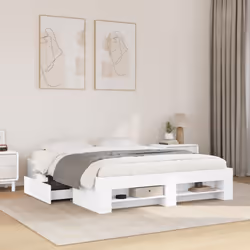 vidaXL Bed Frame Bed Base Mattress Foundation White 160x200 cm Engineered Wood