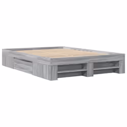 vidaXL Bed Frame Bed Base Bedstead Grey Sonoma 140x200 cm Engineered Wood