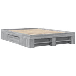 vidaXL Bed Frame Bed Base Bedstead Grey Sonoma 140x200 cm Engineered Wood