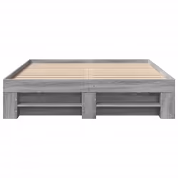 vidaXL Bed Frame Bed Base Bedstead Grey Sonoma 140x200 cm Engineered Wood - Additional view 4