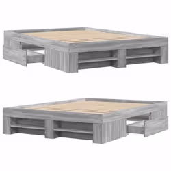vidaXL Bed Frame Bed Base Bedstead Grey Sonoma 140x200 cm Engineered Wood - Additional view 7