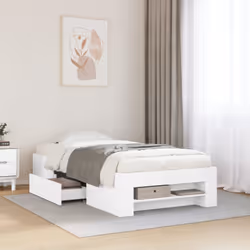 vidaXL Bed Frame Bed Base Mattress Foundation White 100x200 cm Engineered Wood