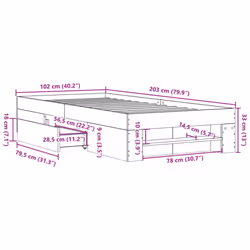vidaXL Bed Frame Bed Base Mattress Foundation White 100x200 cm Engineered Wood
