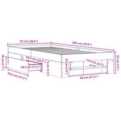 vidaXL Bed Frame Bed Base Mattress Foundation White 90x200 cm Engineered Wood - Additional view 10