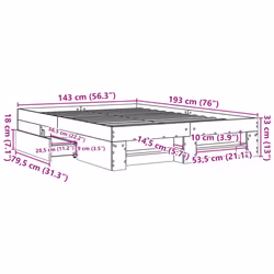 vidaXL Bed Frame Bed Base Mattress Foundation White 140x190 cm Engineered Wood - Additional view 10