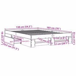 vidaXL Bed Frame Bed Base Mattress Foundation White 135x190 cm Engineered Wood - Additional view 10
