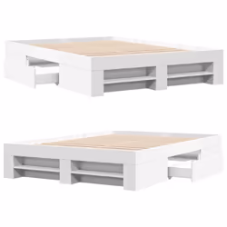 vidaXL Bed Frame Bed Base Mattress Foundation White 135x190 cm Engineered Wood - Additional view 7
