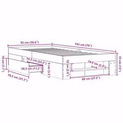 vidaXL Bed Frame Bed Base Bedstead White 90x190 cm Single Engineered Wood - Additional view 10