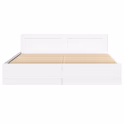 vidaXL Bed Frame with Headboard Bed Base White 200x200 cm Engineered Wood - Additional view 4