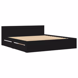 vidaXL Bed Frame with Headboard Bed Base Black 200x200 cm Engineered Wood
